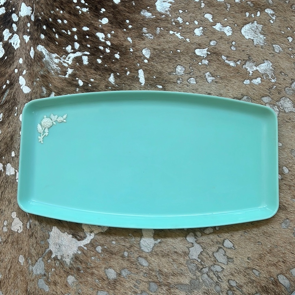 15” Schwartz Bros mint green vanity tray